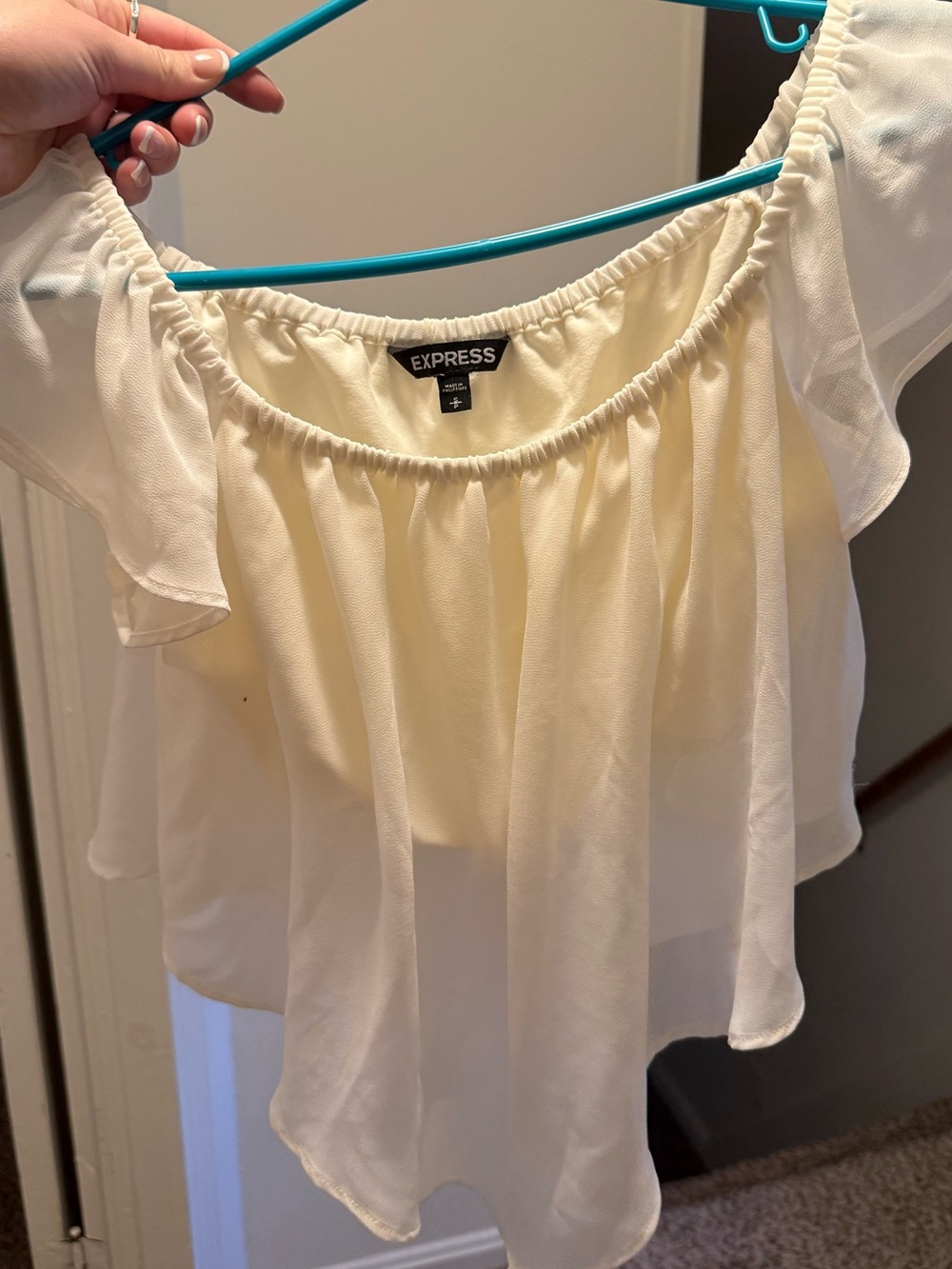 Express White Off-Shoulder Crop Top